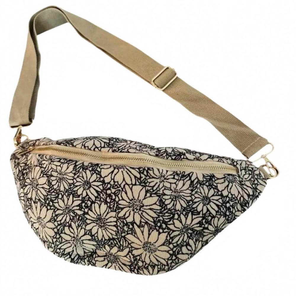 NEW ELLISON+YOUNG women's vintage look floral sling crossbody bag in indigo bloo